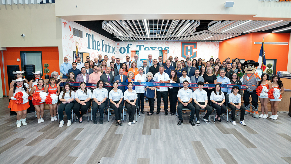 ribbon cutting UTRGV ECISD Collegiate high
